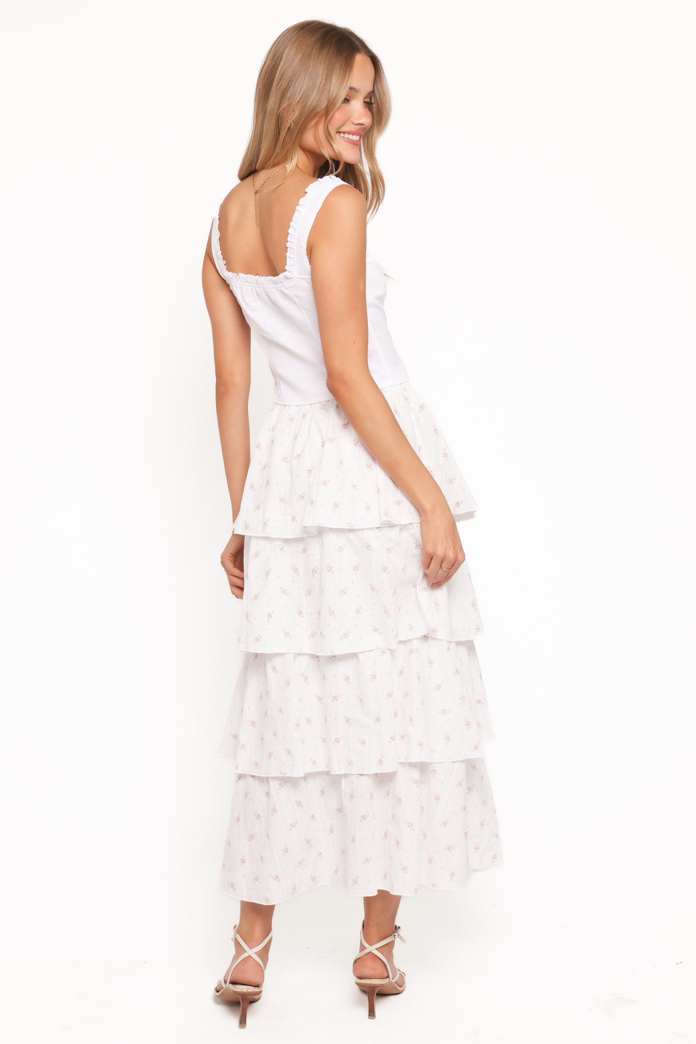 BOTTOMS Jorath Tiered Maxi Skirt - White Floral