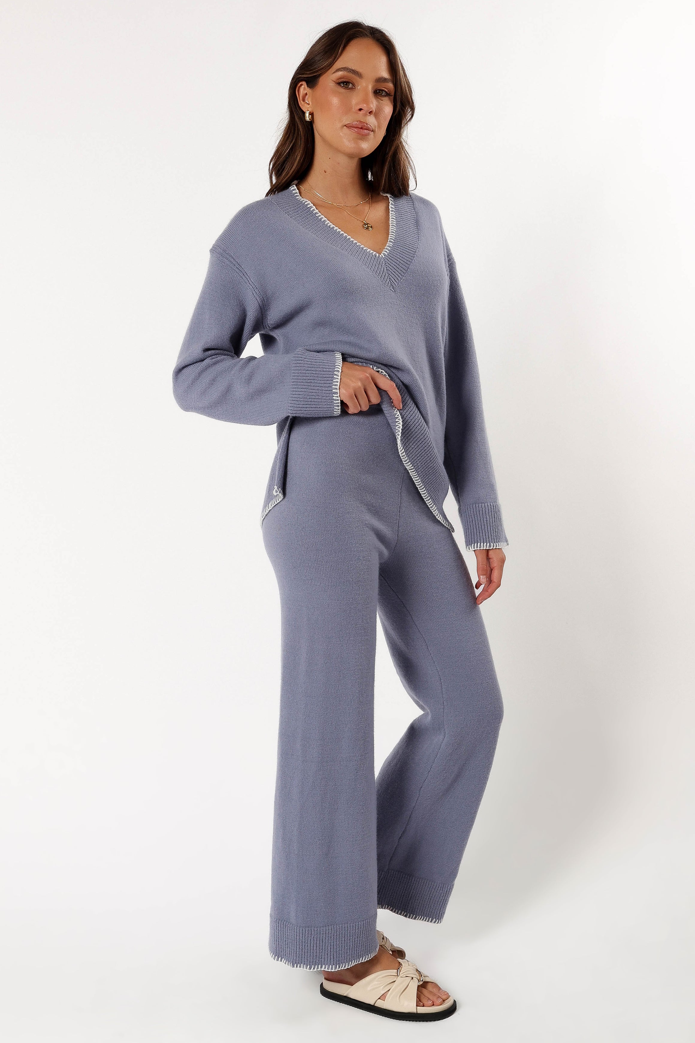 BOTTOMS @Josslyn Knit Pant - Grey (Hold for Cool Beginnings)