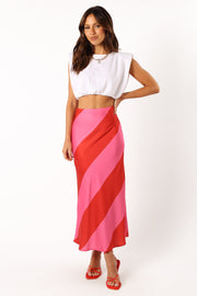 BOTTOMS @Kailey Midi Skirt - Red/Pink