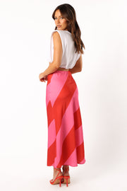 BOTTOMS @Kailey Midi Skirt - Red/Pink