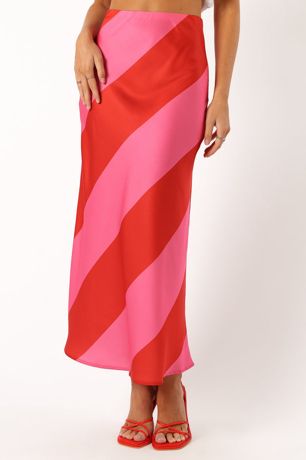 BOTTOMS @Kailey Midi Skirt - Red/Pink