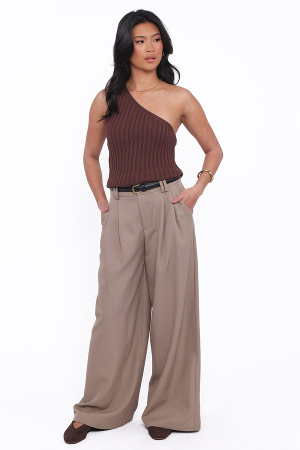 BOTTOMS Kathryn Wide Leg Pant - Beige