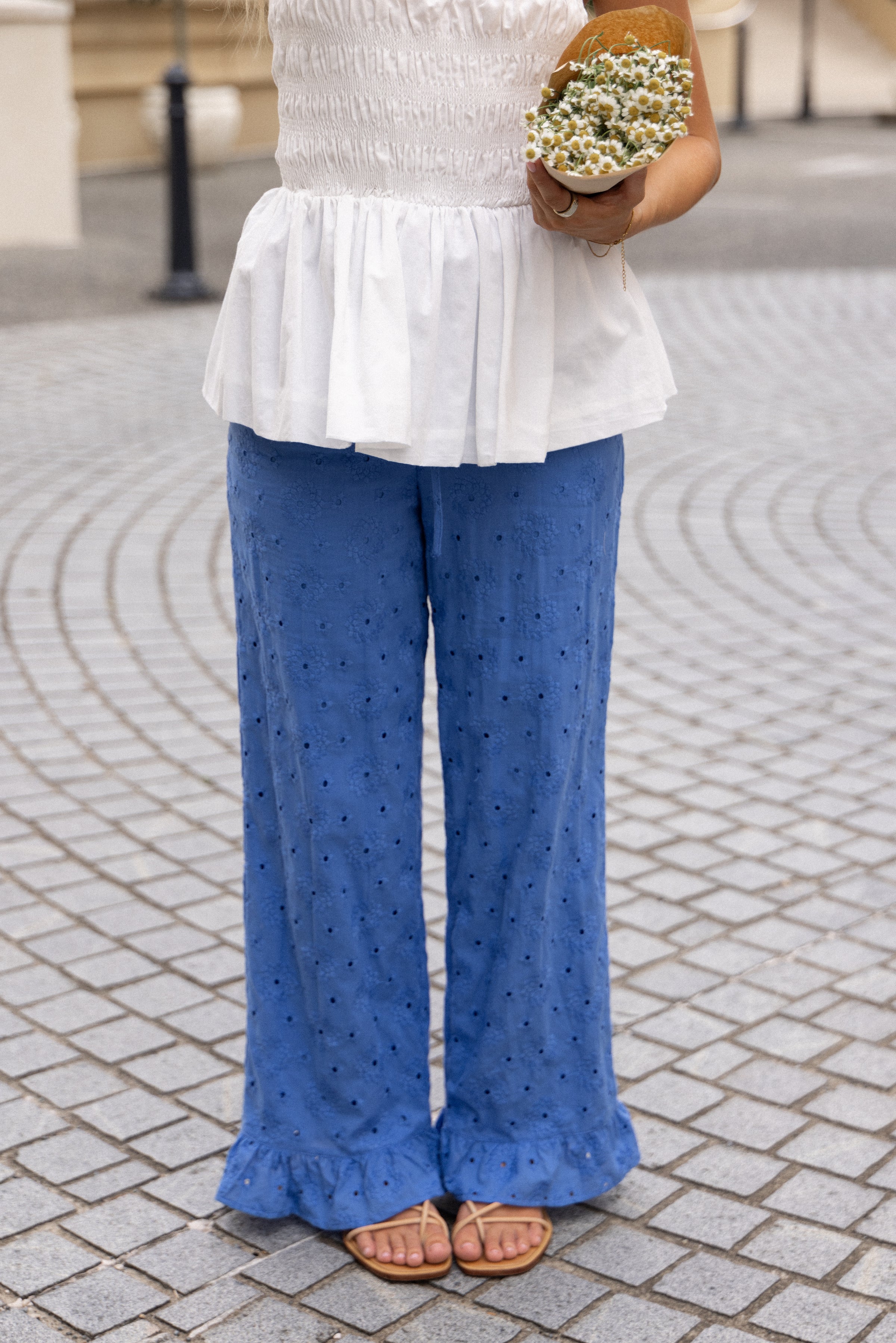 BOTTOMS Katya Embroidered Pants - Cobalt