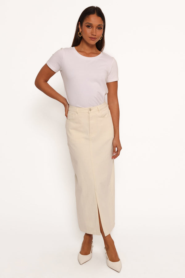 BOTTOMS Kellen Corduroy Midi Skirt - Cream