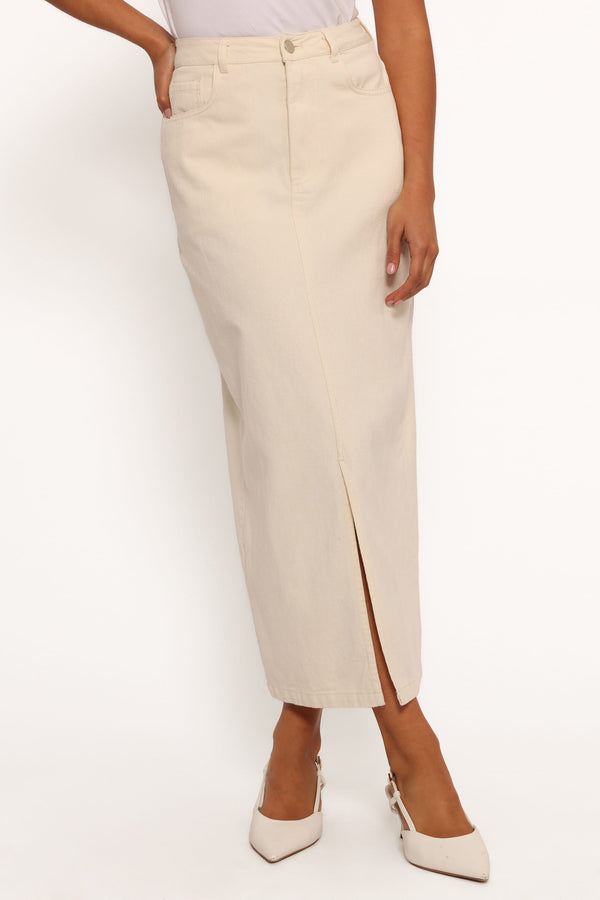 BOTTOMS Kellen Corduroy Midi Skirt - Cream
