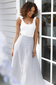 BOTTOMS Kenny Midi Skirt - Blue Stripe