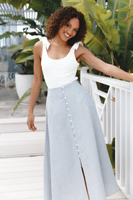 BOTTOMS Kenny Midi Skirt - Blue Stripe