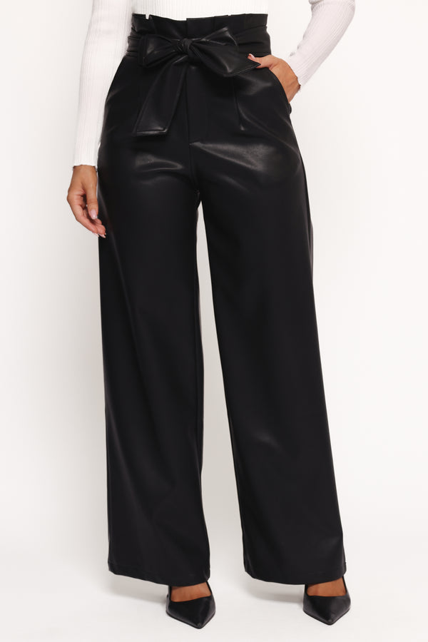 BOTTOMS Kieran Faux Leather Pant - Black