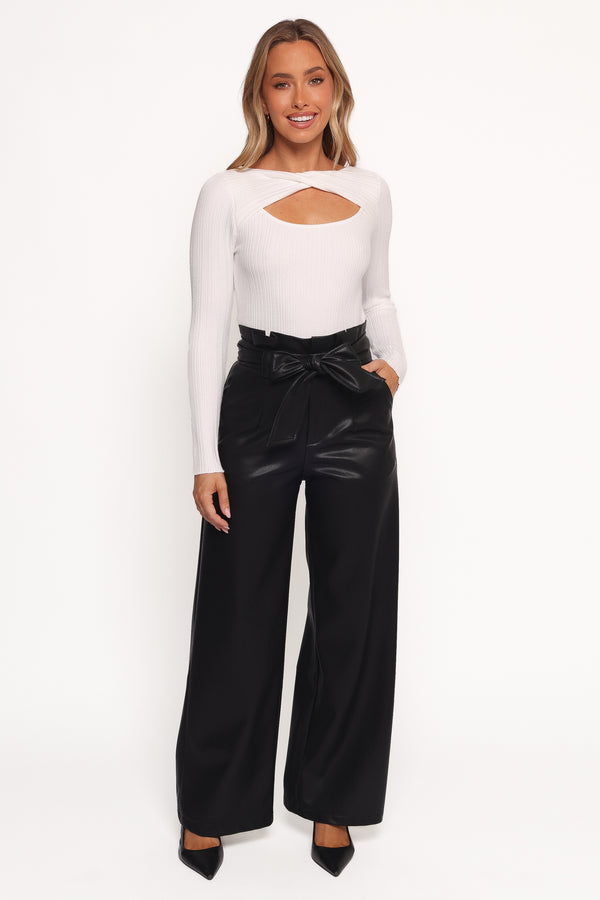 BOTTOMS Kieran Faux Leather Pant - Black