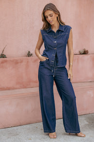 BOTTOMS Kirie Wide Leg Denim Pant - Indigo