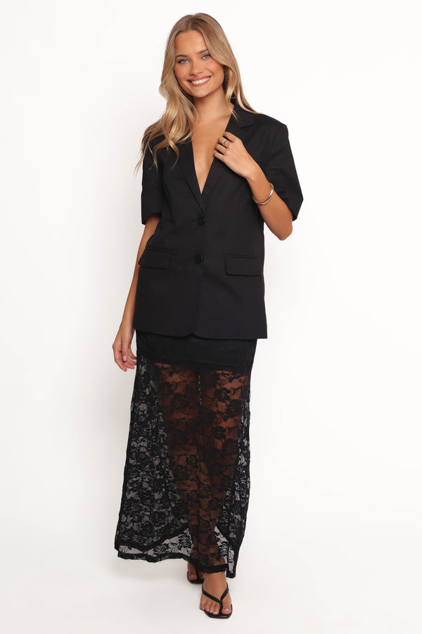 BOTTOMS Laken Sheer Lace Maxi Skirt - Black