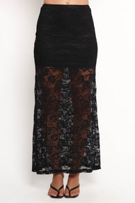 BOTTOMS Laken Sheer Lace Maxi Skirt - Black