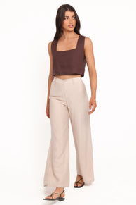 BOTTOMS Lauren Wide Leg Pant - Beige