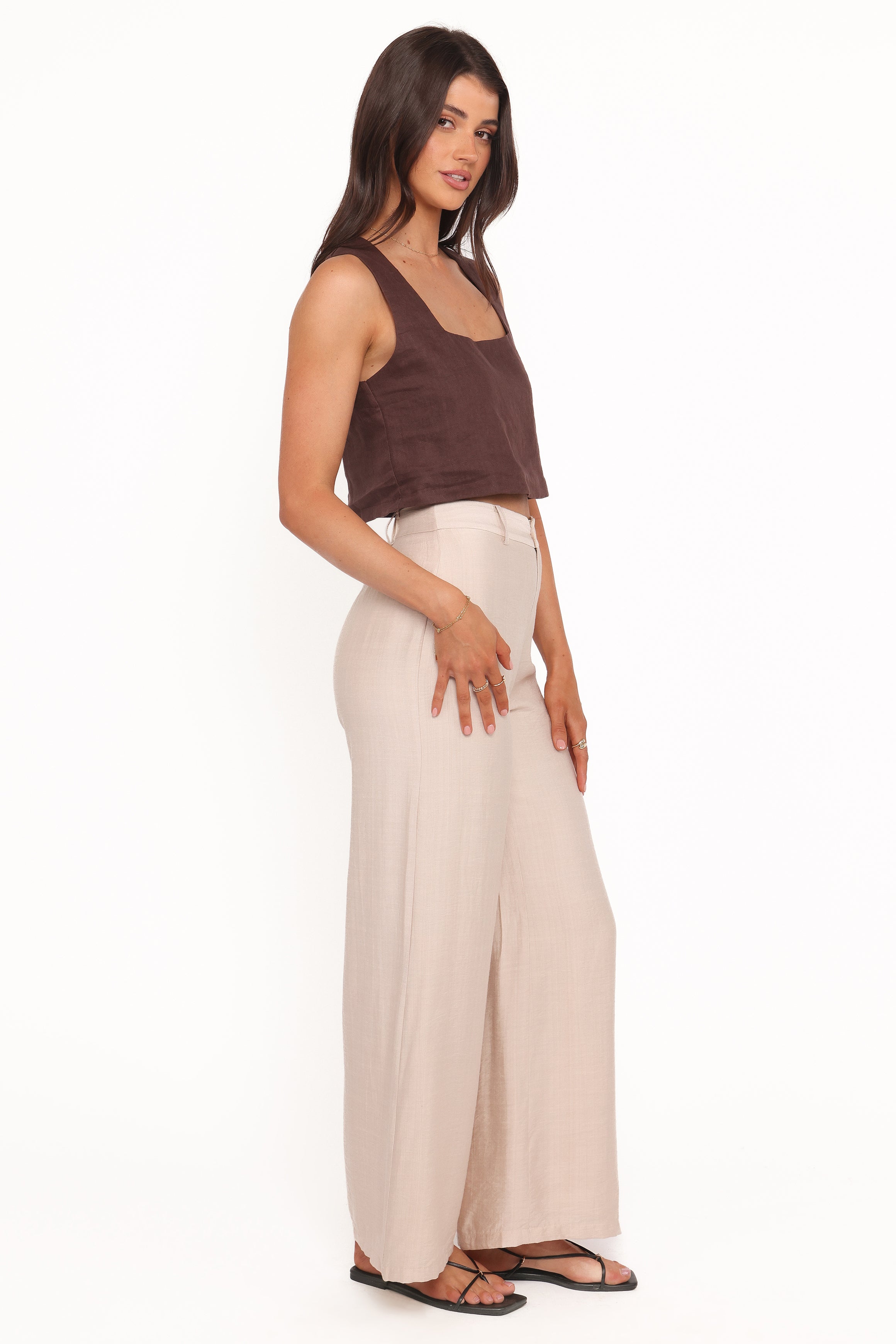 BOTTOMS Lauren Wide Leg Pant - Beige