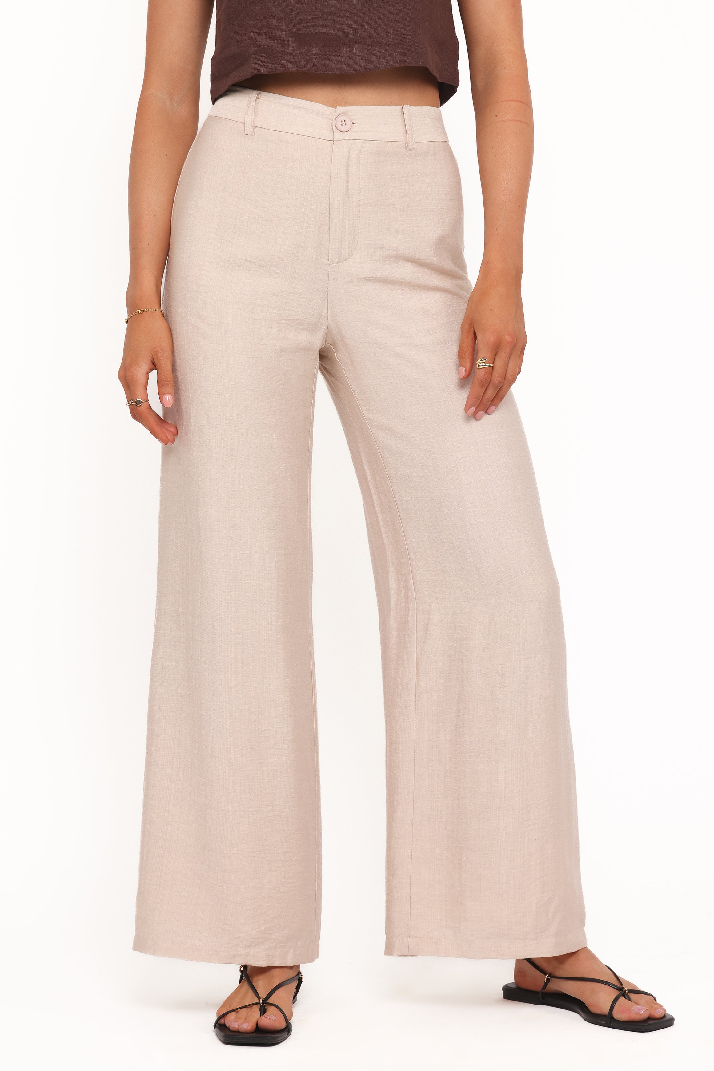 BOTTOMS Lauren Wide Leg Pant - Beige