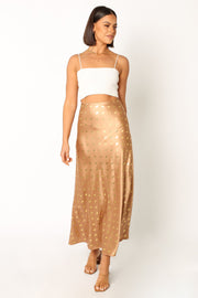 BOTTOMS @Leif Midi Skirt - Bronze/Gold