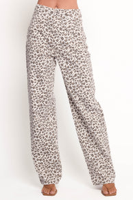 BOTTOMS Leila Printed Wide Leg Jean - Leopard