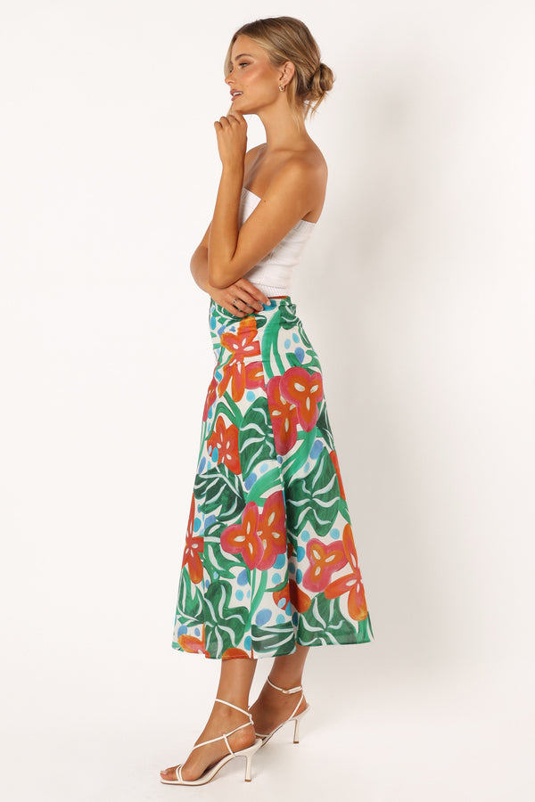 BOTTOMS @Lenny Midi Skirt - Kauai