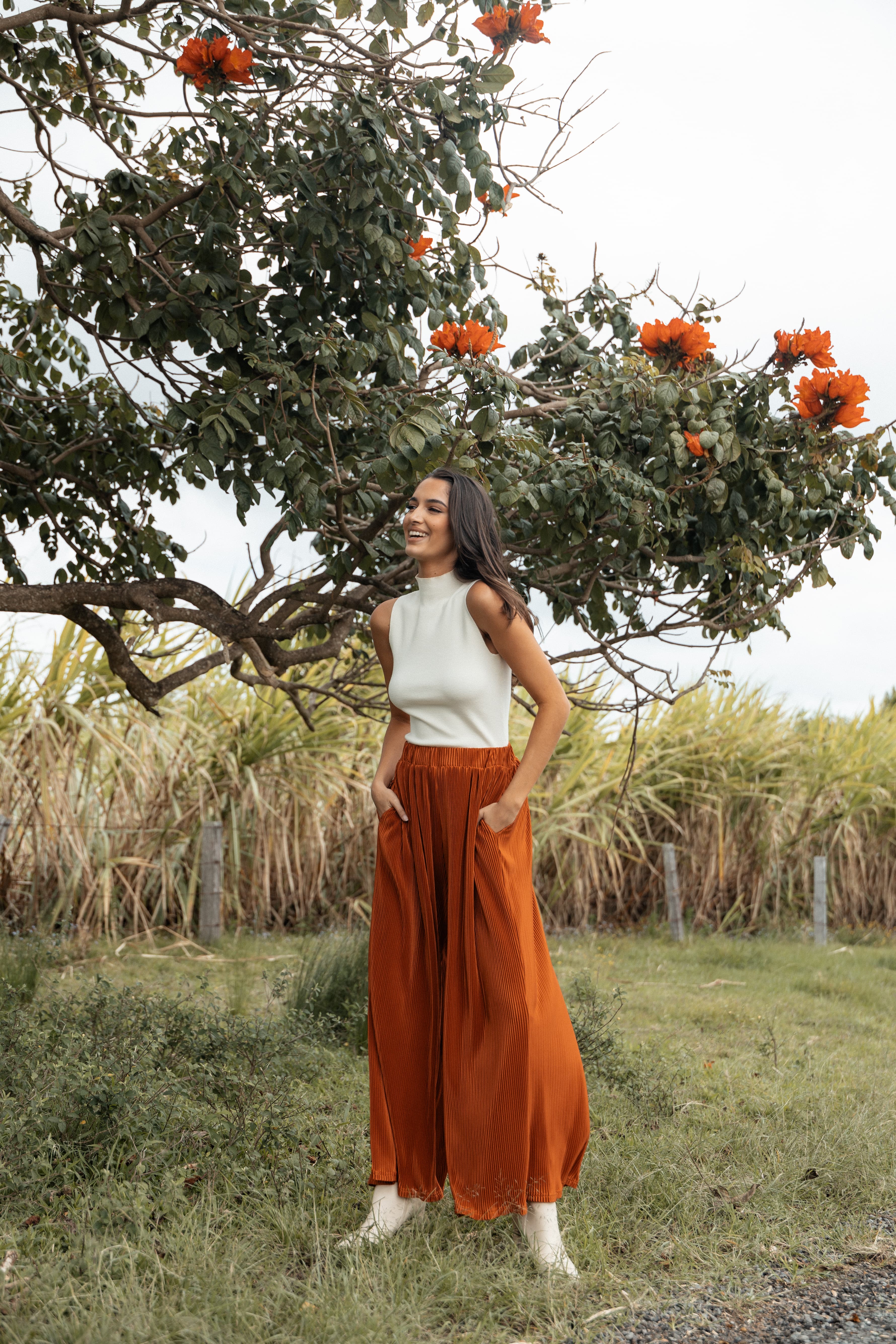 BOTTOMS Leria Wide Pant - Burnt Orange
