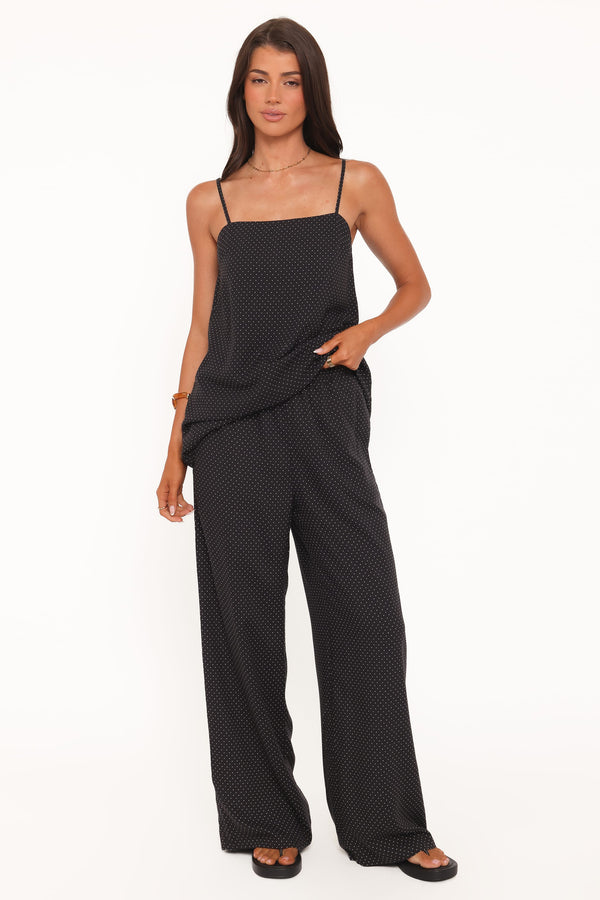 BOTTOMS Lexi Elastic Waist Pant - Black Polkadot