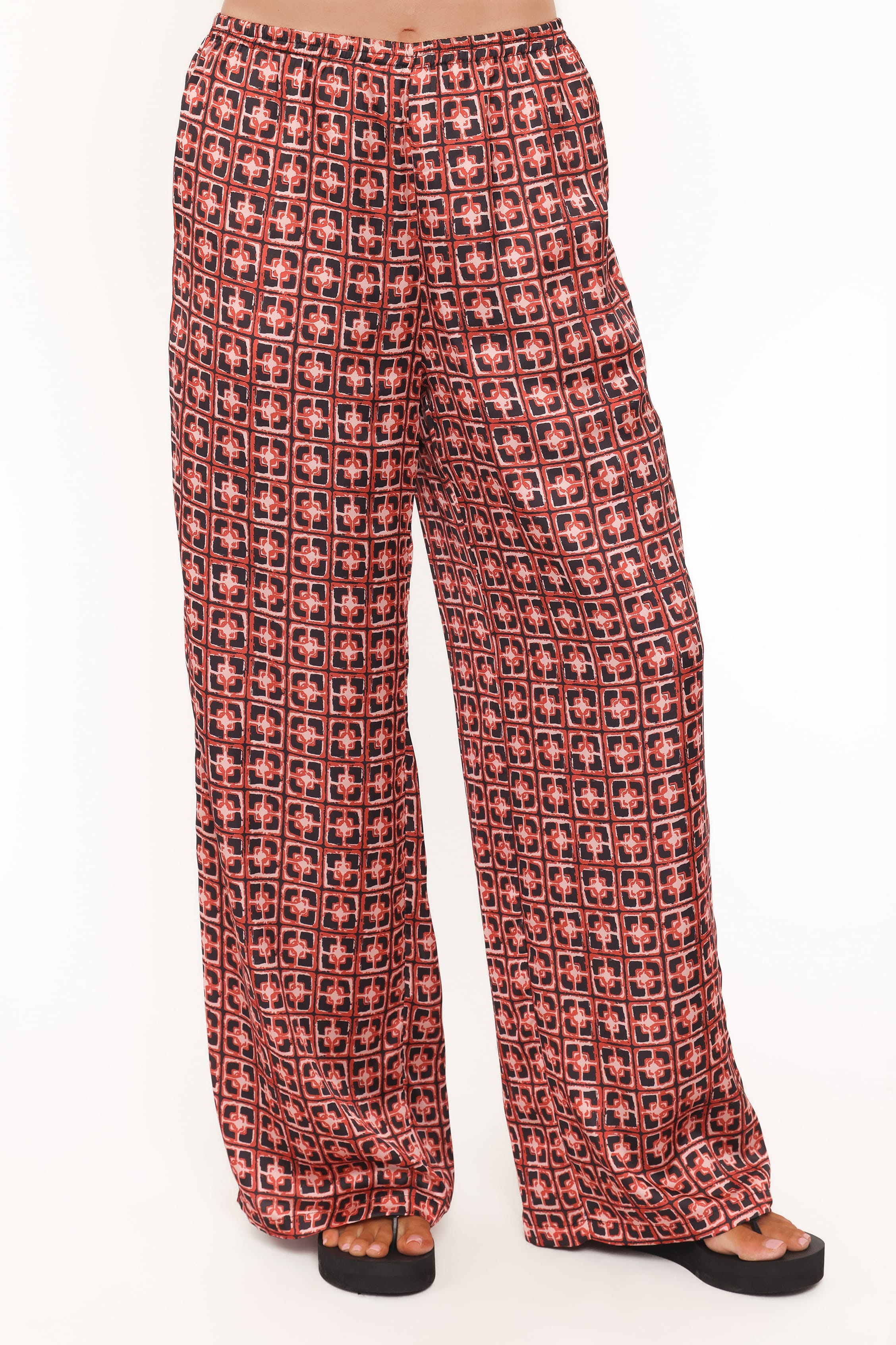 BOTTOMS Lexi Elastic Waist Pant - Red Geometric