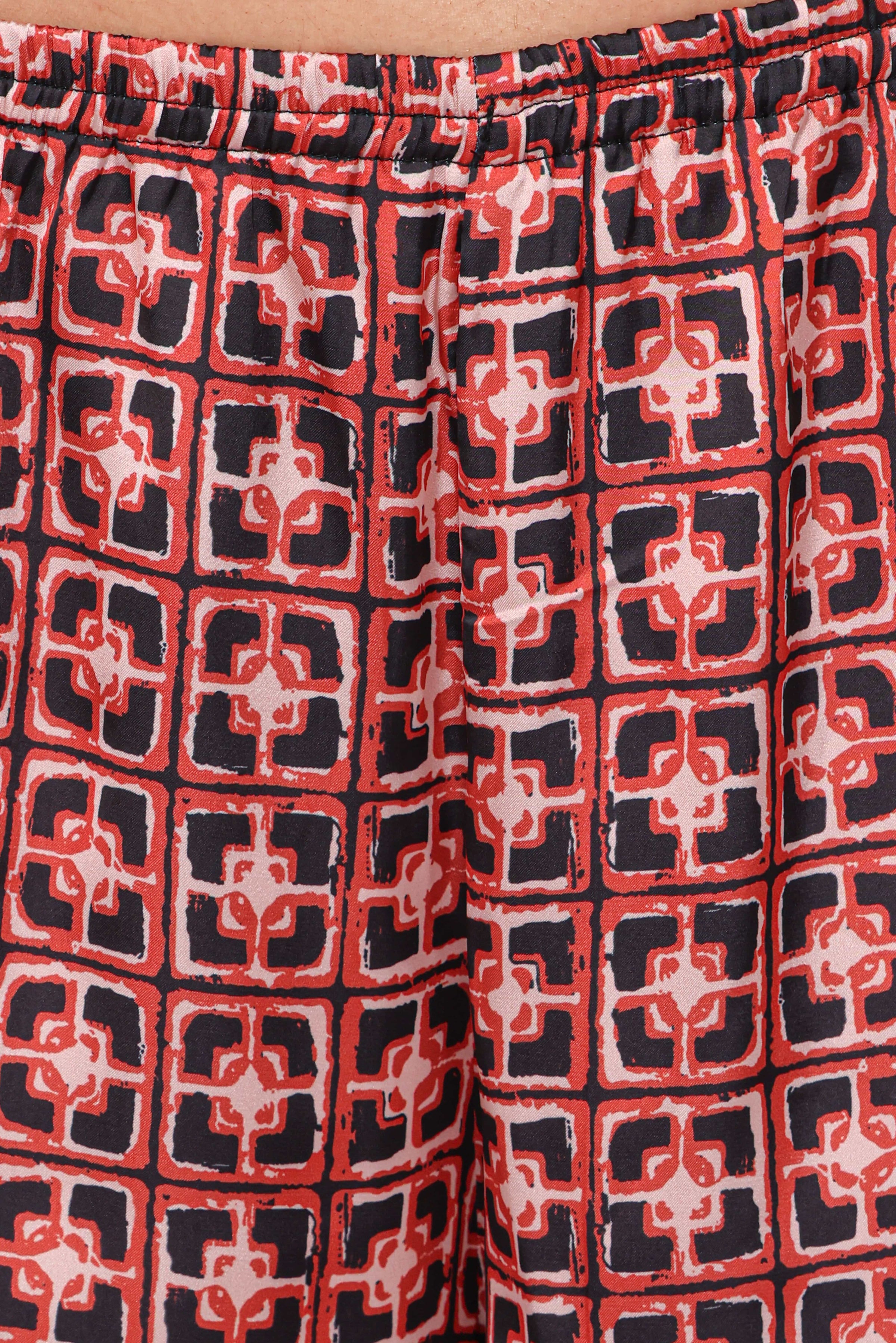 BOTTOMS Lexi Elastic Waist Pant - Red Geometric