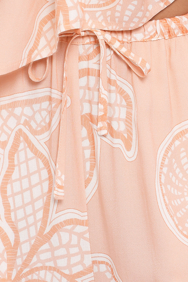 BOTTOMS Lira Tie Waist Pant - Peach Floral