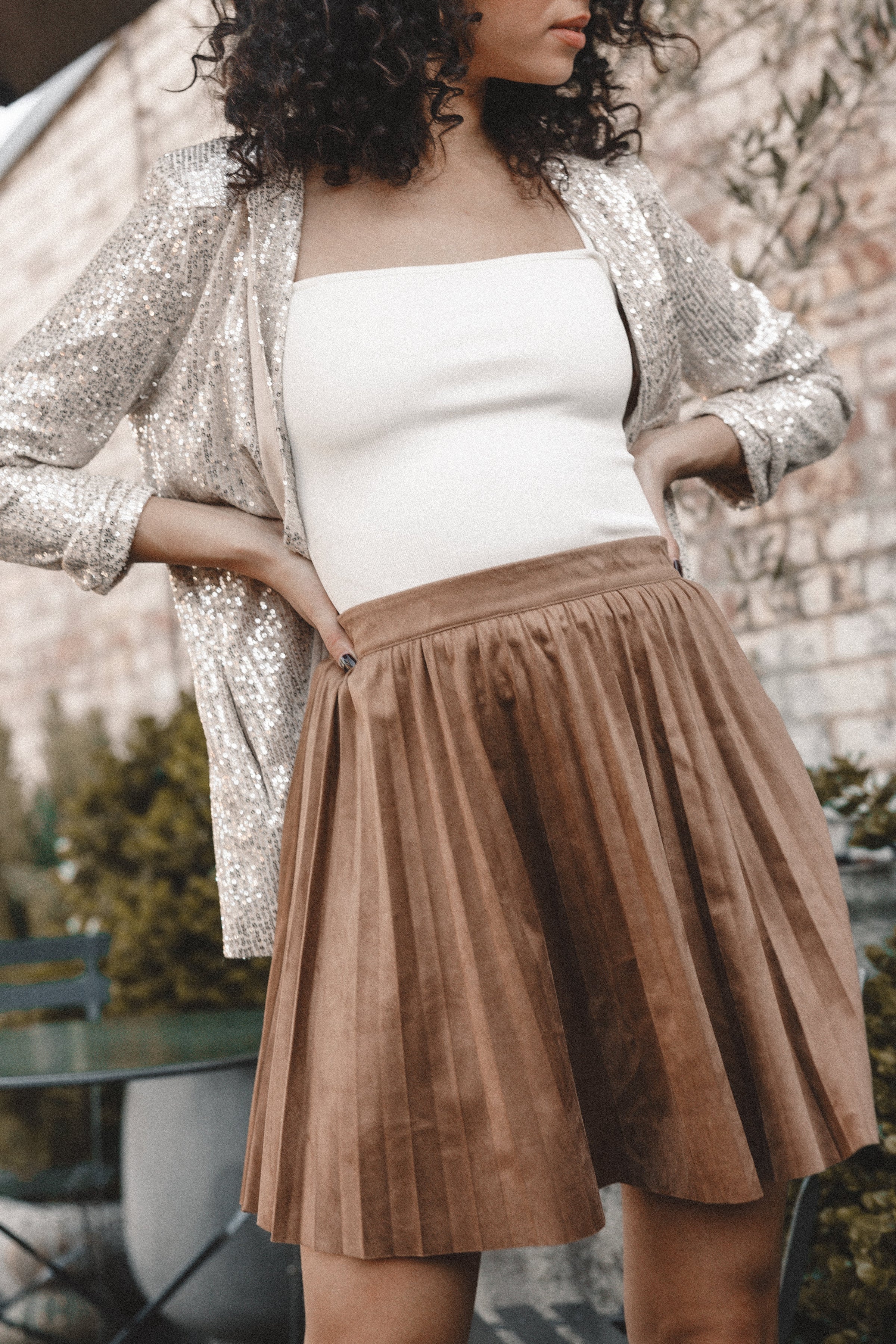 BOTTOMS Lizzie Faux Suede Mini Skirt - Brown