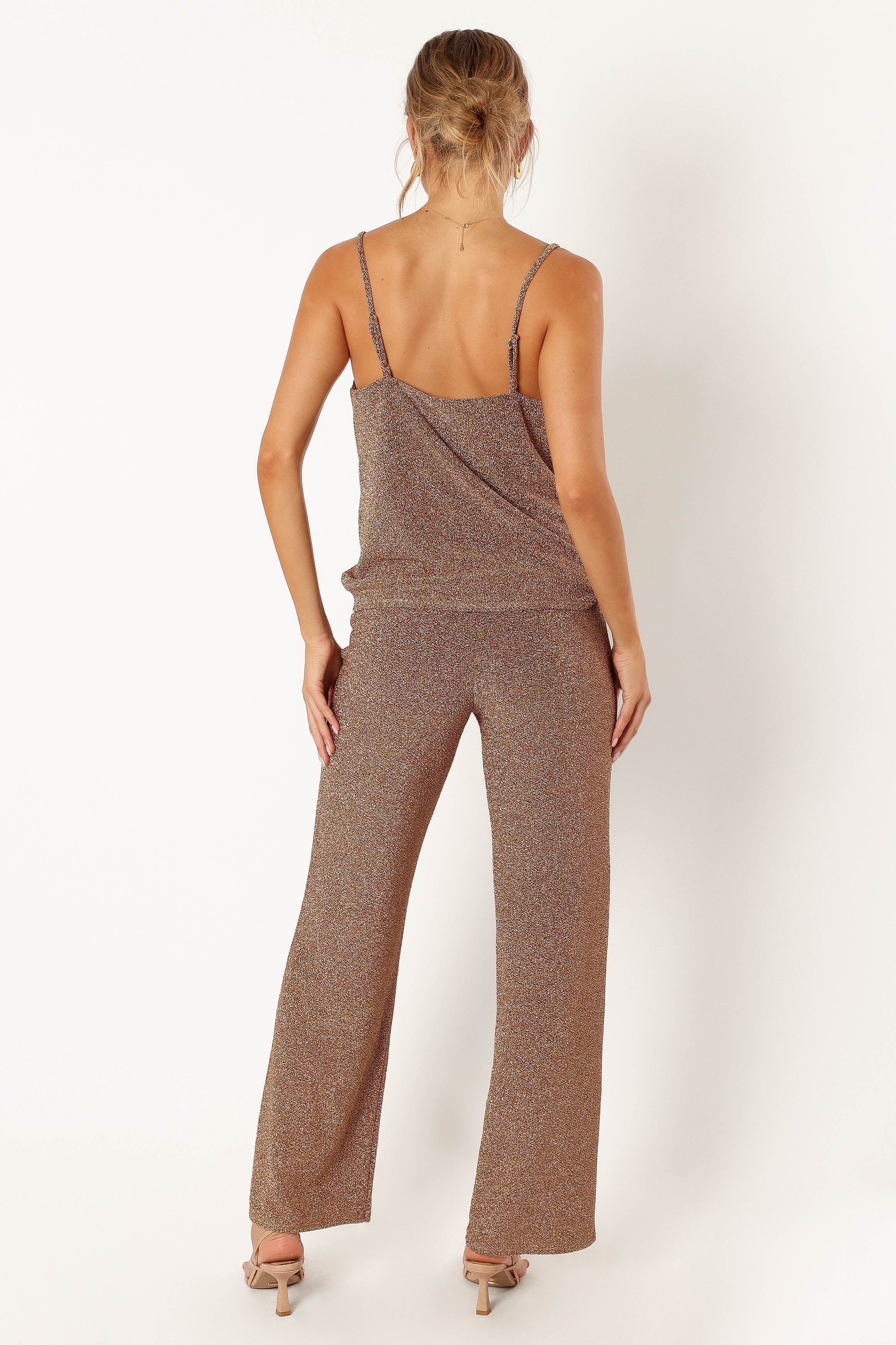 BOTTOMS @Luann Wide Leg Pants - Rose Gold