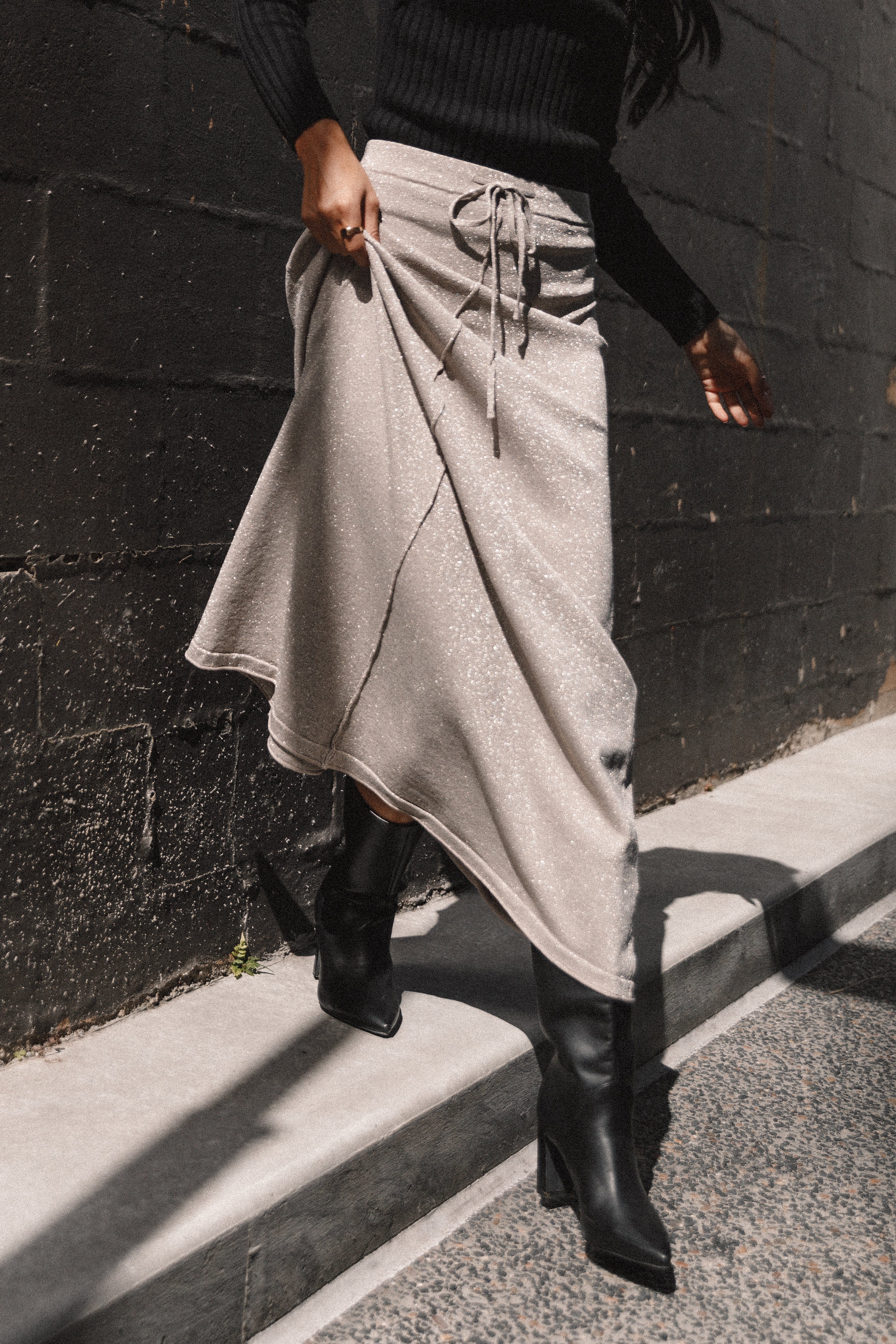 BOTTOMS Lucille Knit Skirt - Silver