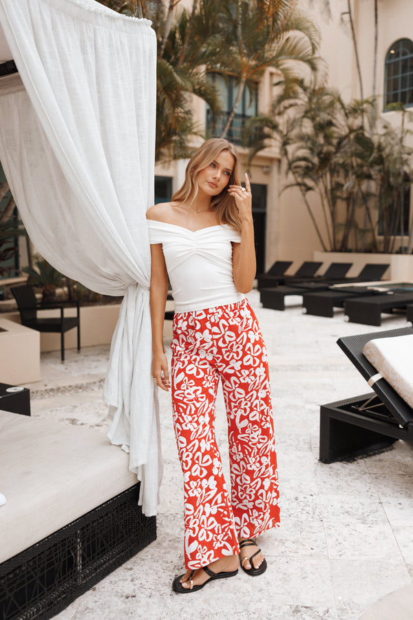 BOTTOMS Luna Pants - Red Floral