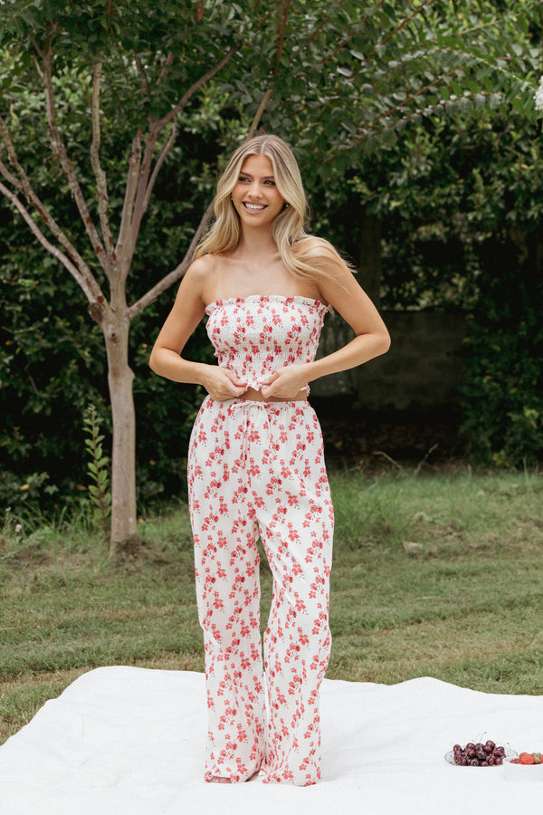 BOTTOMS Lux Pants - Red Blossom