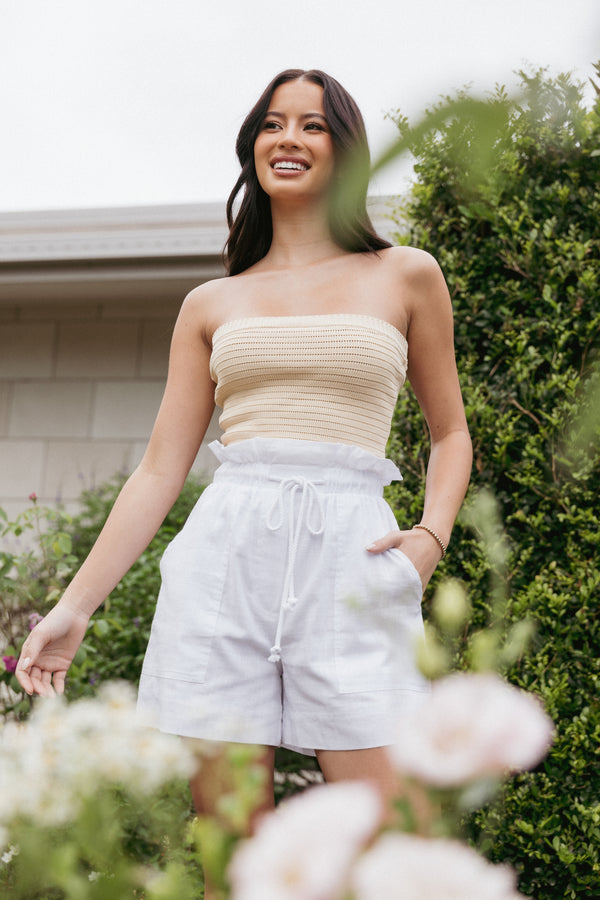 BOTTOMS Maete Cotton Paperbag Shorts - White