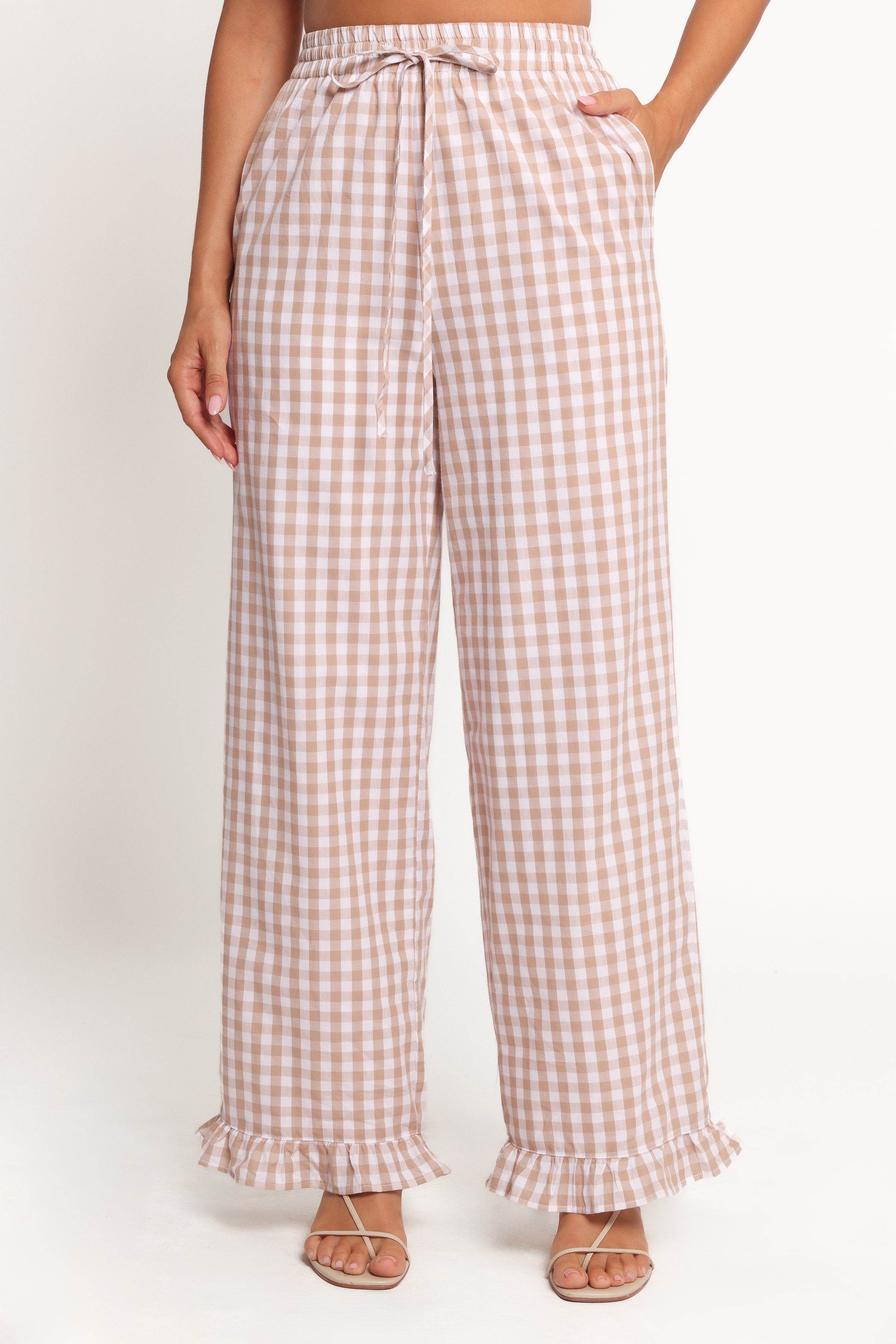 BOTTOMS Marina Pant - Beige Gingham