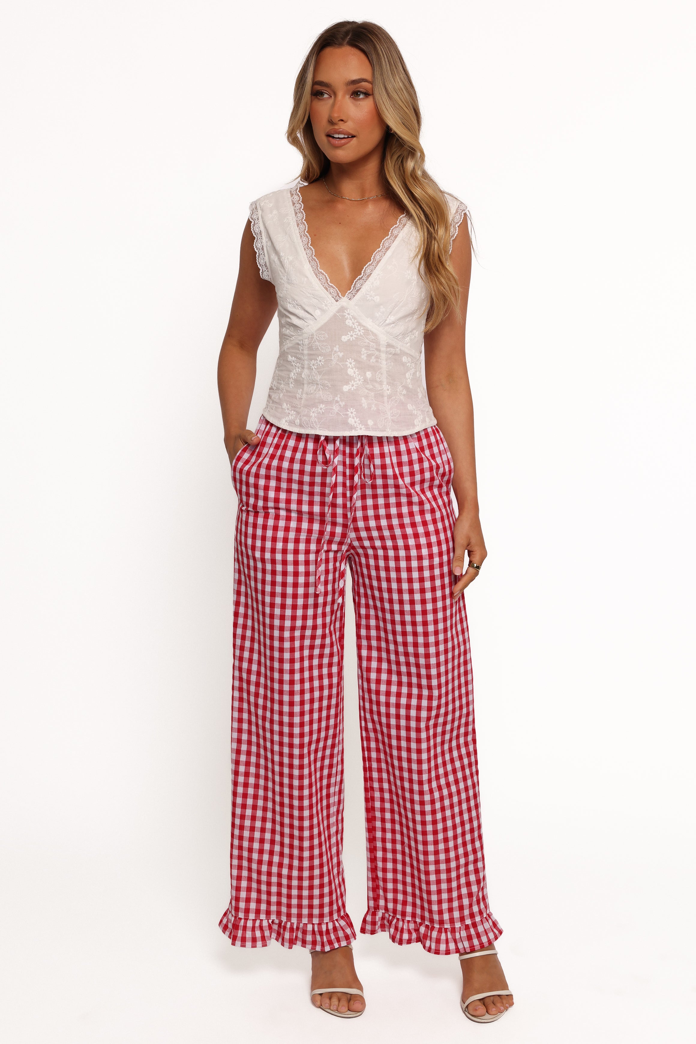 BOTTOMS Marina Pant - Red Gingham