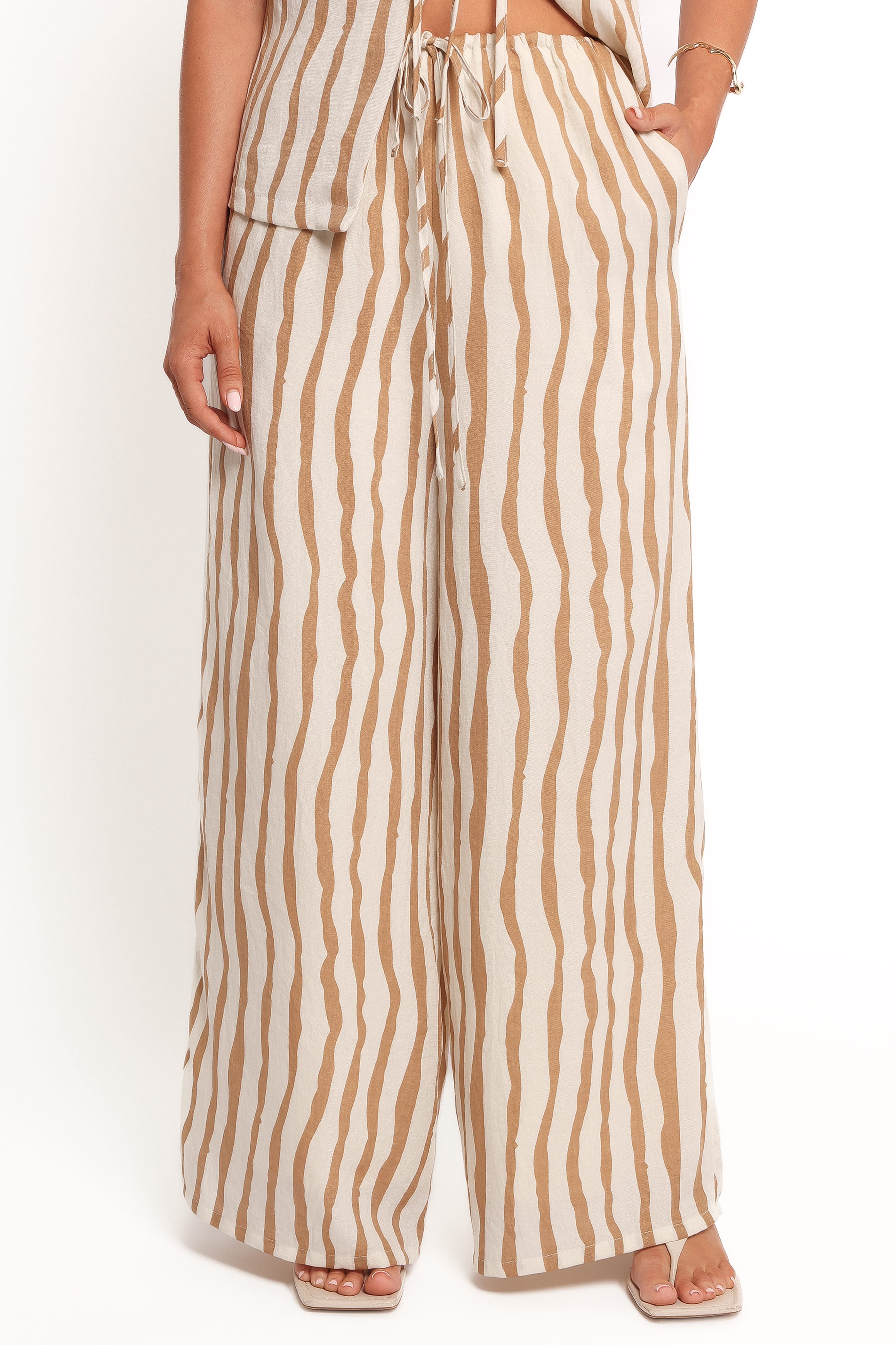 BOTTOMS Marmo Wide Leg Pant - Tan Stripe