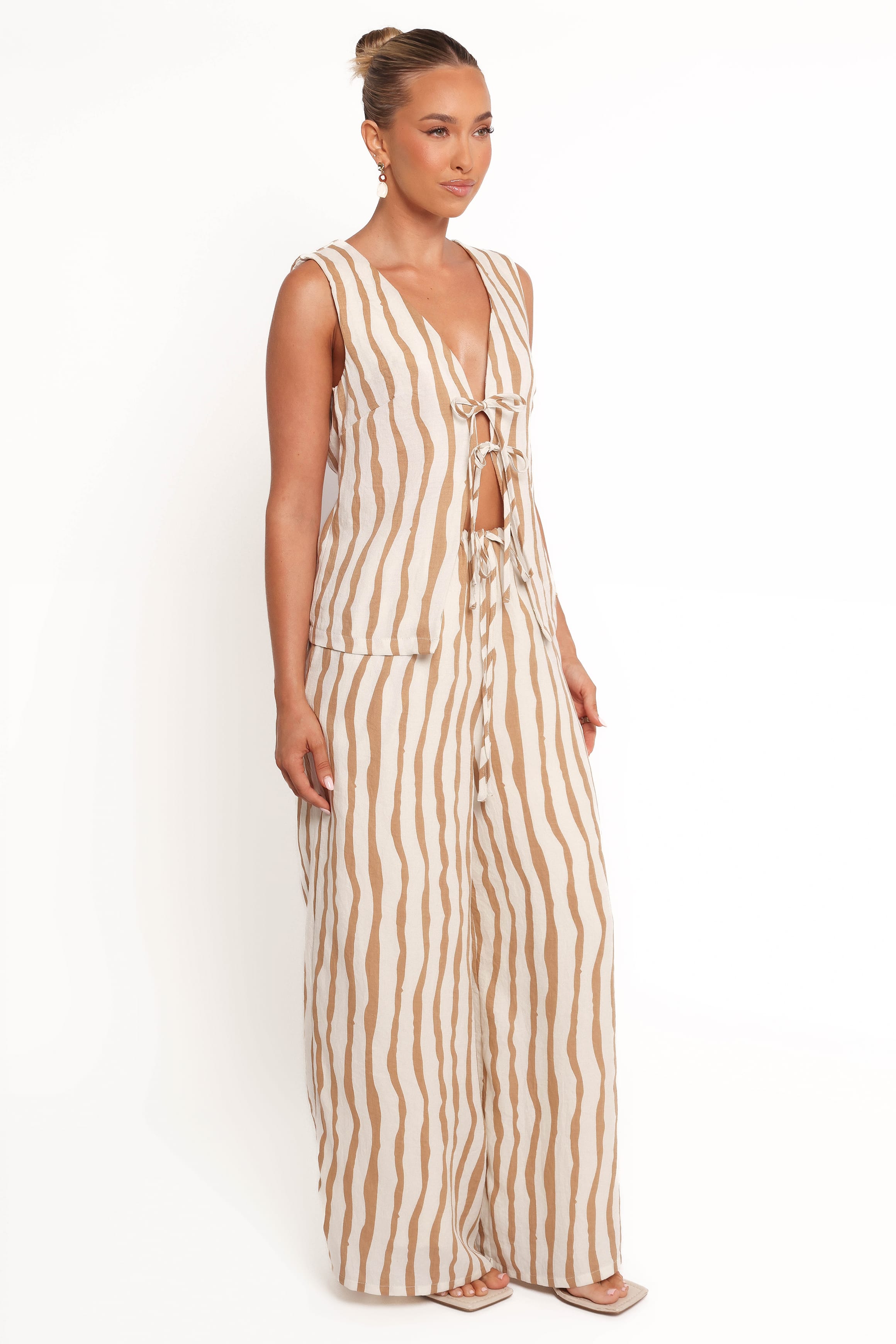 BOTTOMS Marmo Wide Leg Pant - Tan Stripe