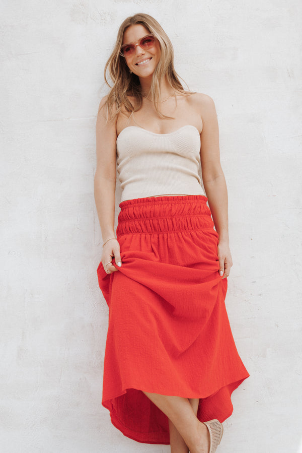 BOTTOMS Mattea Maxi Skirt - Red