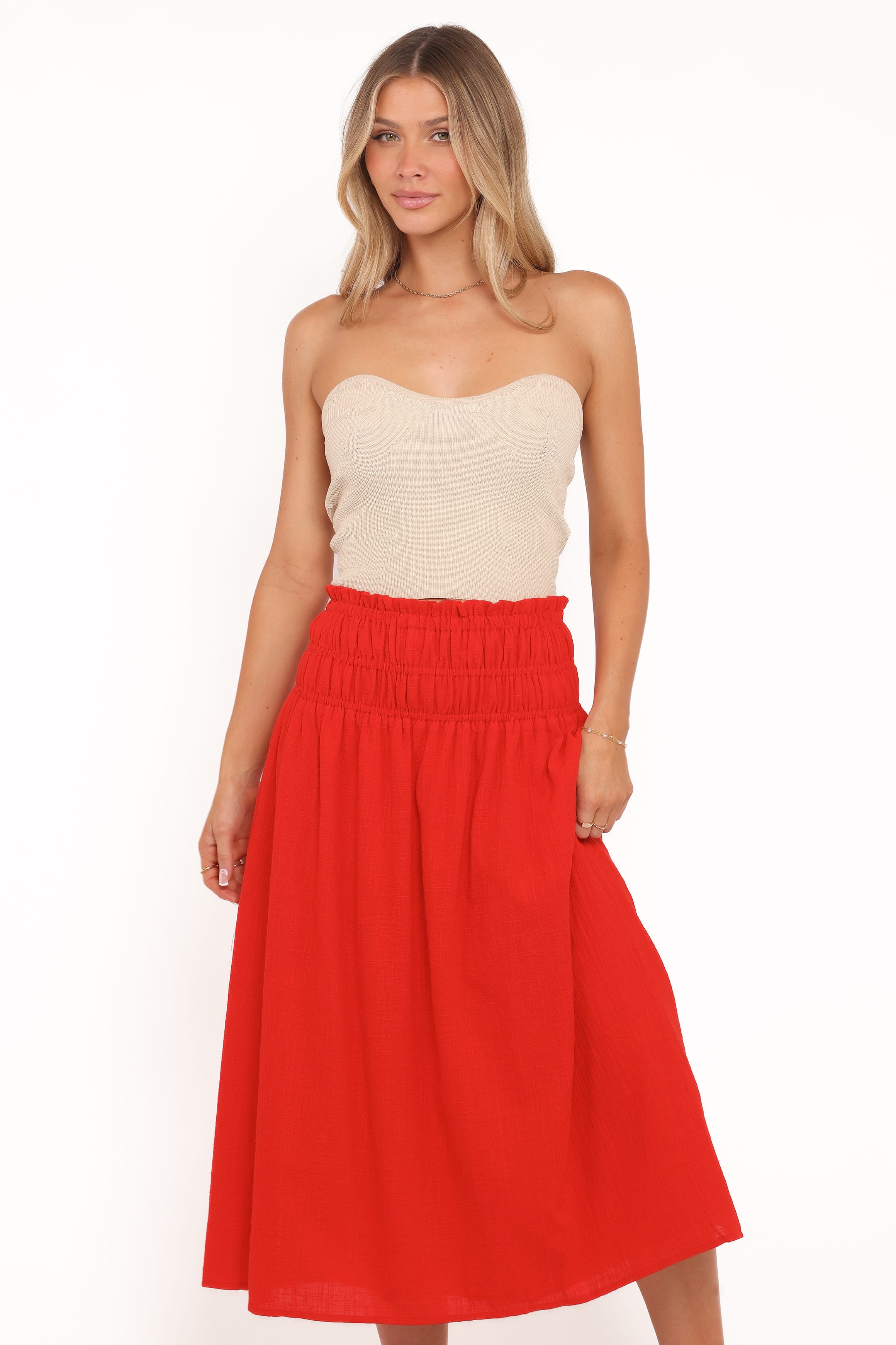 BOTTOMS Mattea Maxi Skirt - Red