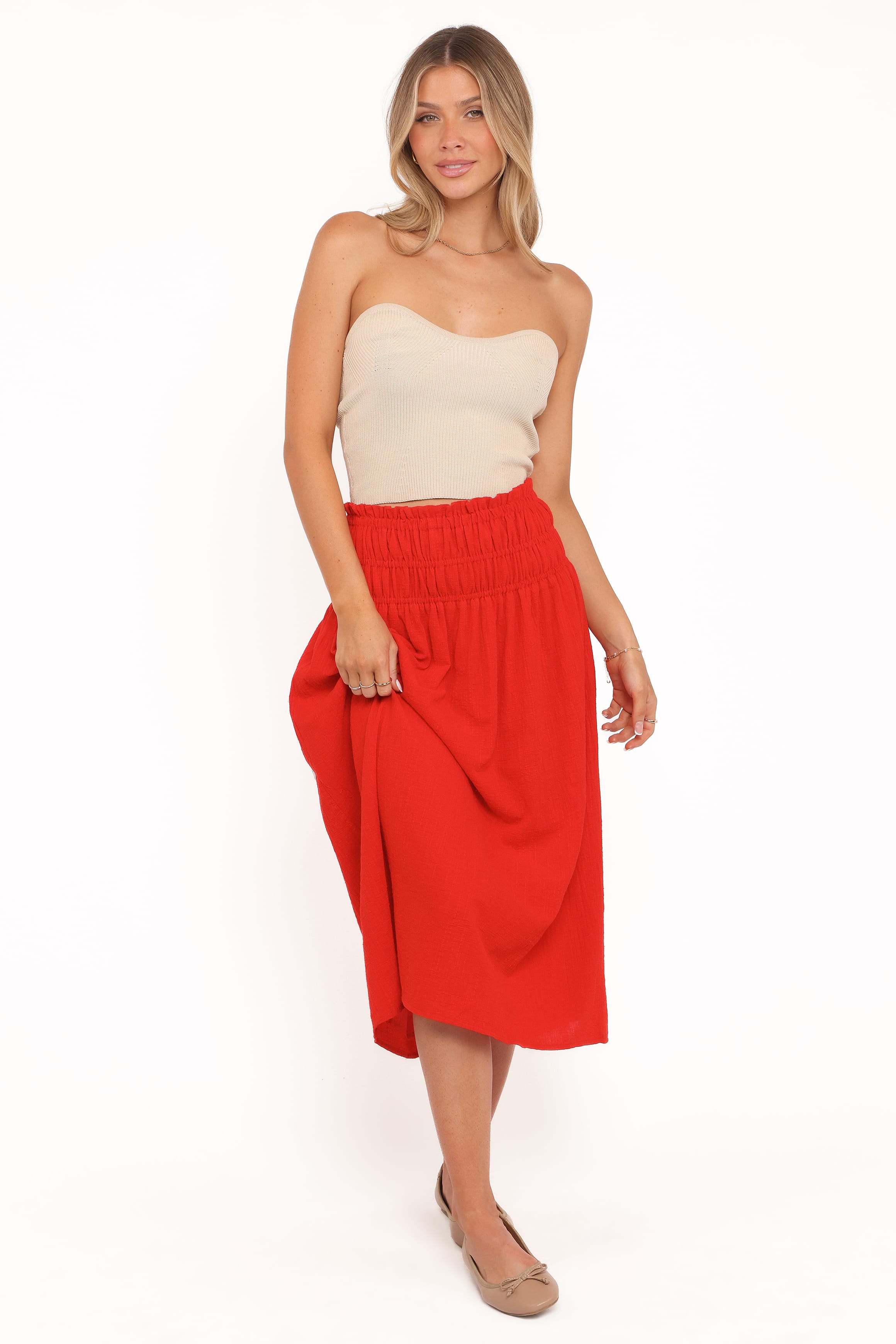 BOTTOMS Mattea Maxi Skirt - Red