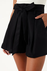 BOTTOMS @Maya High Waisted Paperbag Shorts - Black