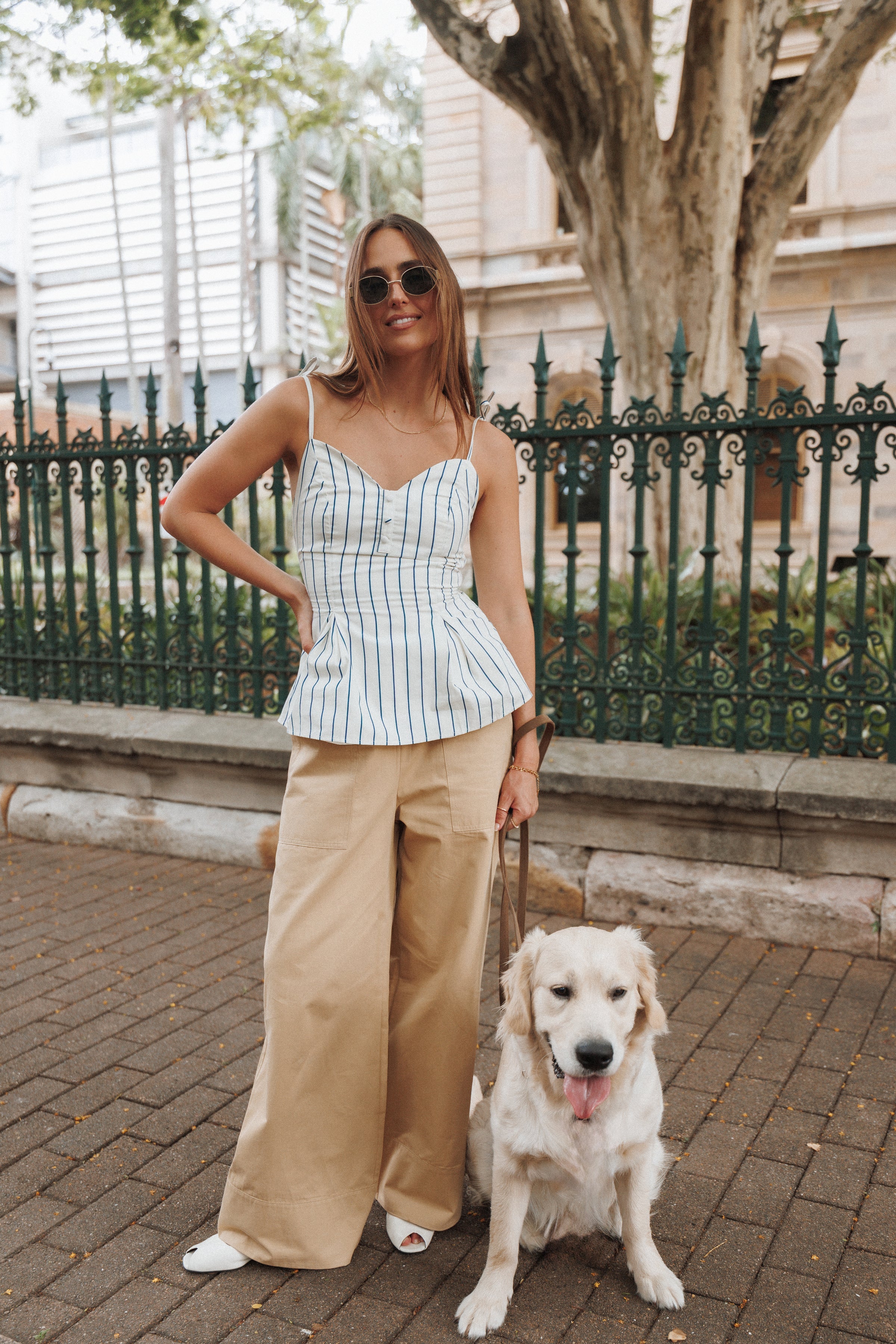 BOTTOMS Mia Wide Leg Cropped Pant - Taupe