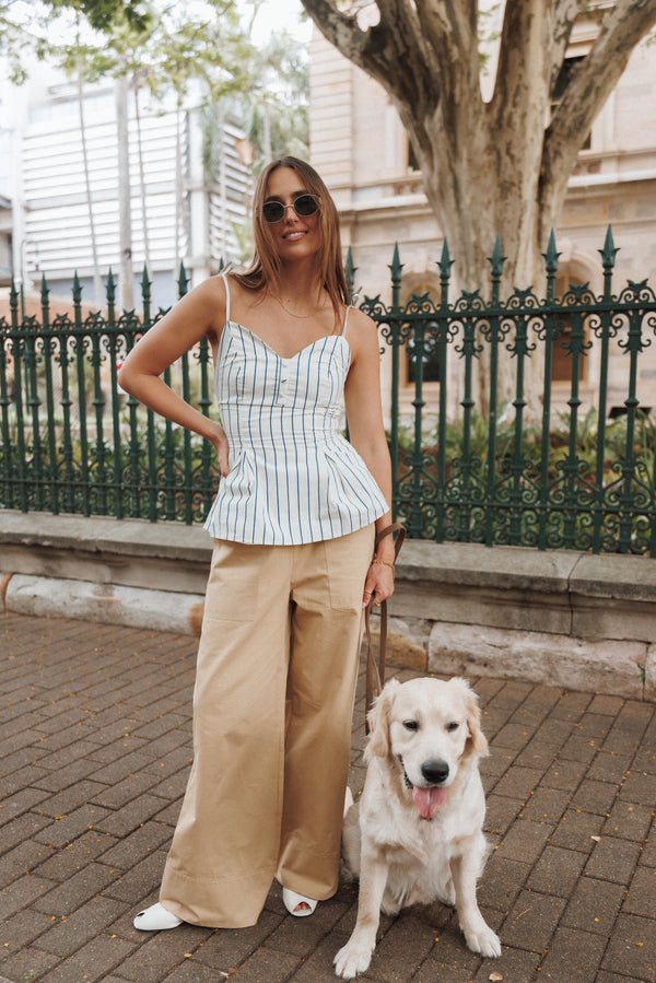 BOTTOMS Mia Wide Leg Cropped Pant - Taupe