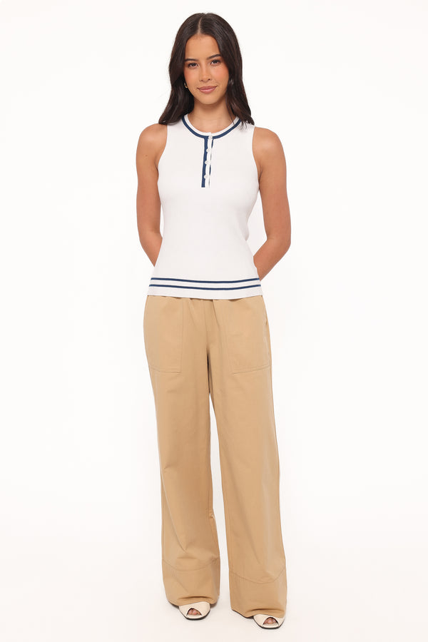 BOTTOMS Mia Wide Leg Cropped Pant - Taupe