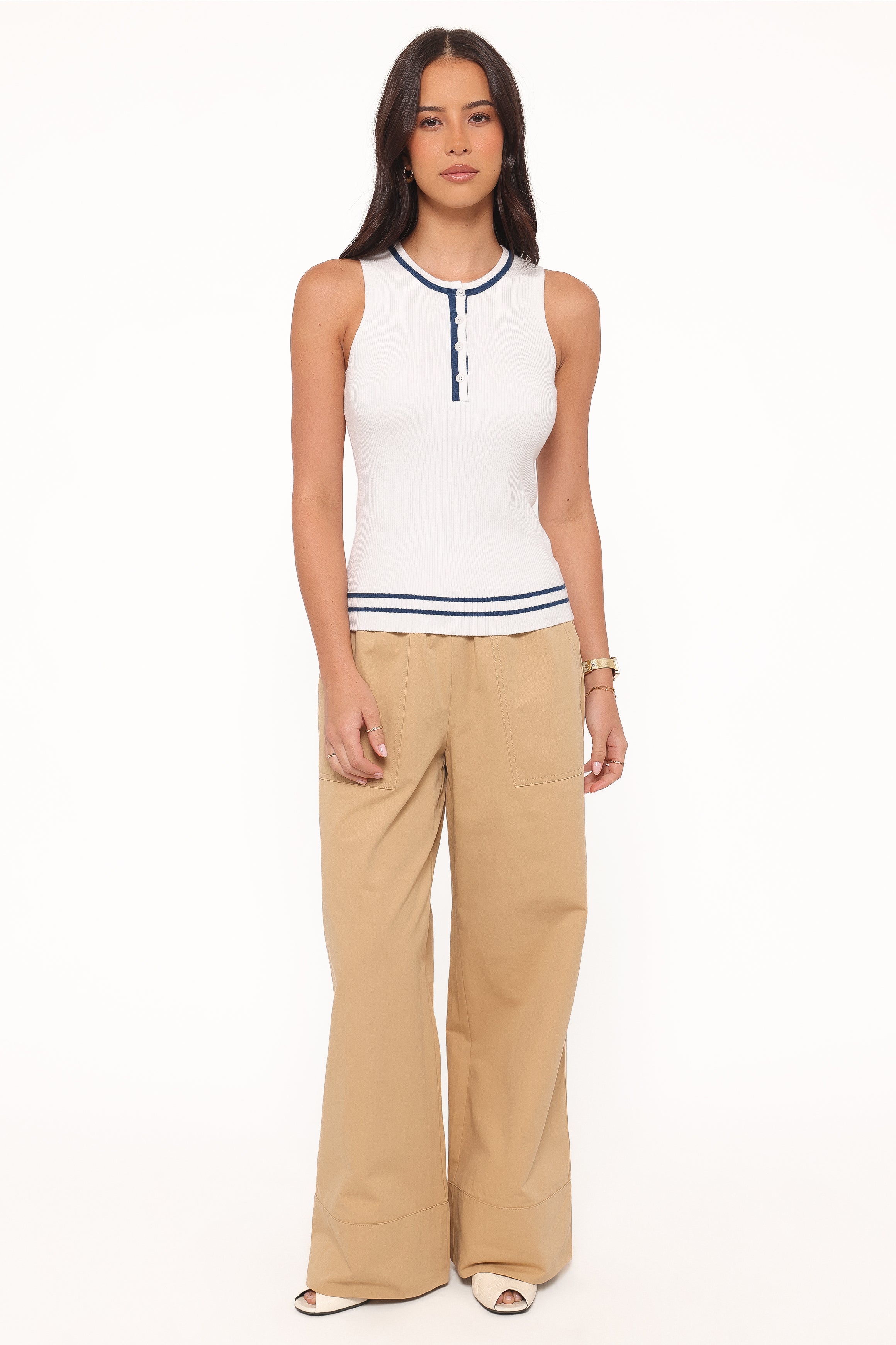 BOTTOMS Mia Wide Leg Cropped Pant - Taupe