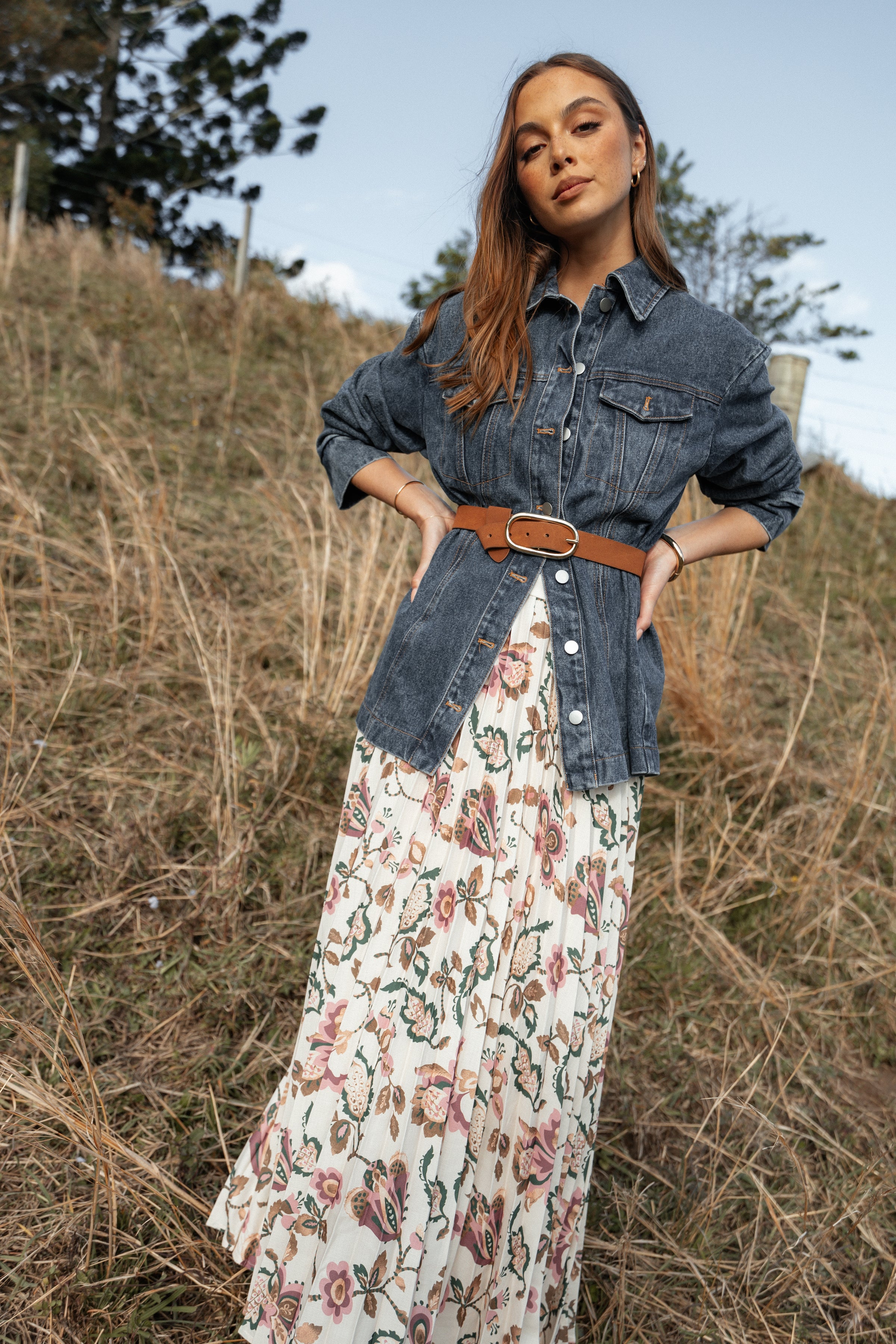 BOTTOMS Michael Pleated Midi Skirt - Paisley Floral