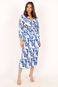 BOTTOMS @Minelli Pleat Midi Skirt - Blue