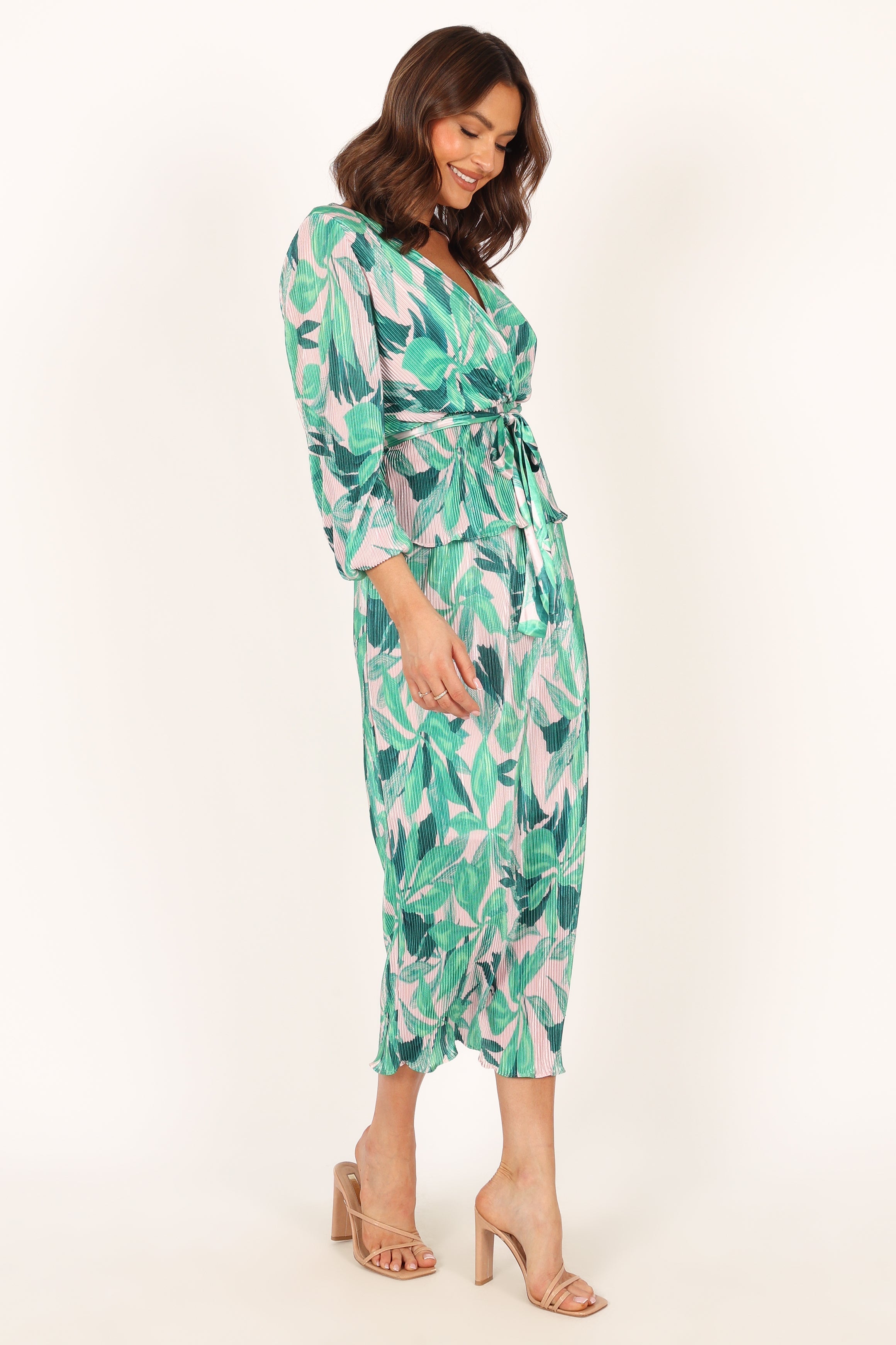 BOTTOMS @Minelli Pleat Midi Skirt - Green