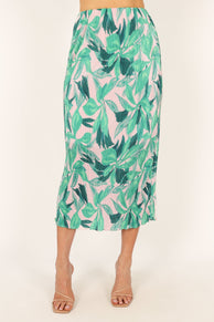 BOTTOMS @Minelli Pleat Midi Skirt - Green