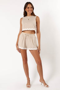 BOTTOMS @Mirabel Shorts - Beige/White